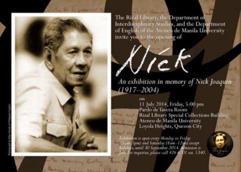 NICK: AN EXHIBITION IN MEMORY OF NICK JOAQUIN (1917-2004)